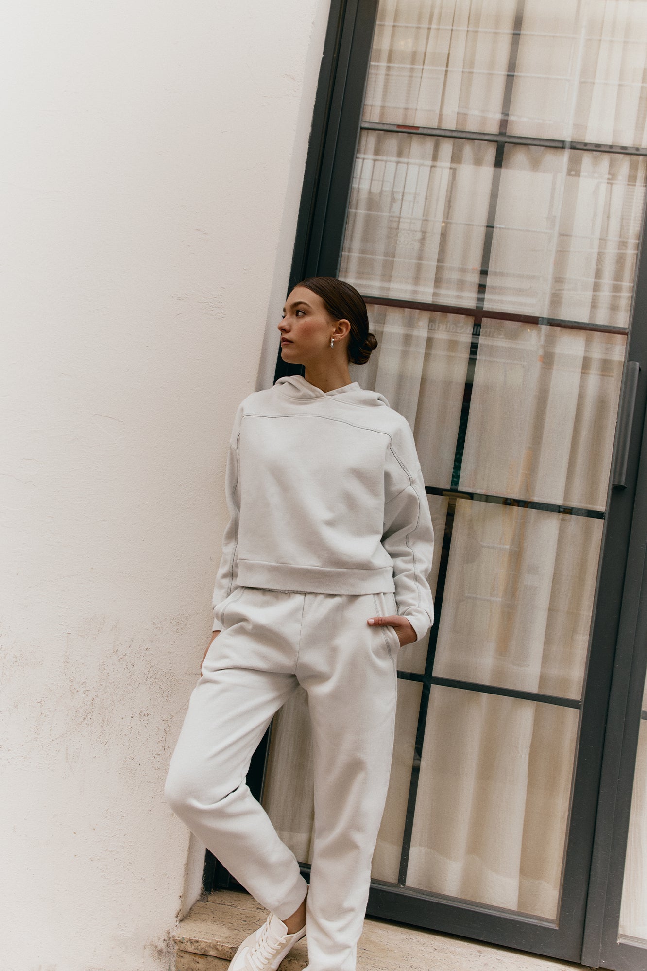 Grey Overlock hoodie