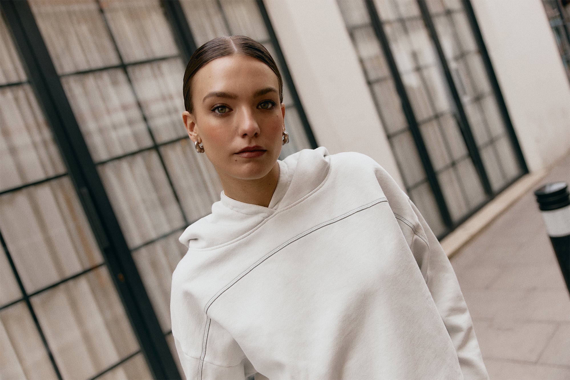 Grey Overlock hoodie