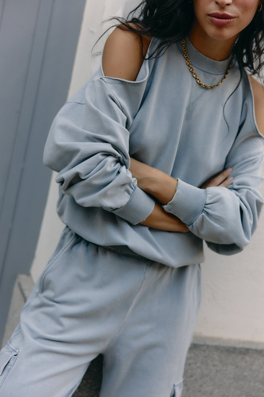 Dusty blue cargo sweater